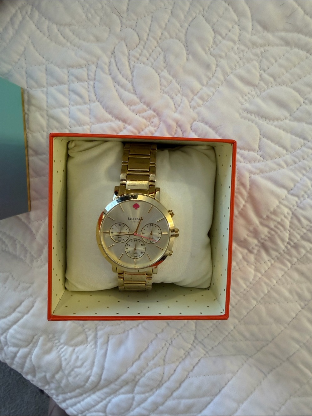 kate spade Gold-Tone Women's Chronograph Watch with White Dial
